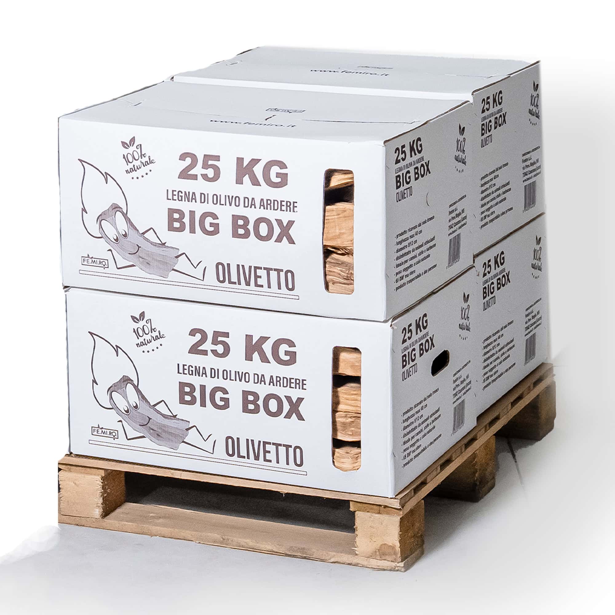 Legna da ardere di ulivo Big Box da 25 Kg (60 dm³)
