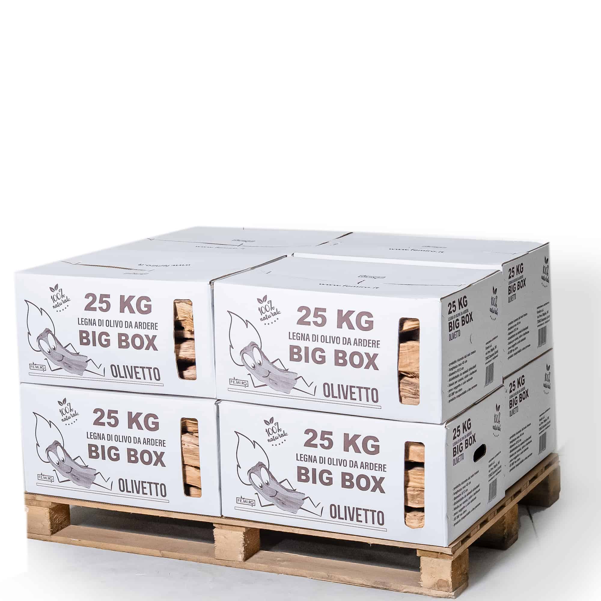 Legna da ardere di ulivo Big Box da 25 Kg (60 dm³)