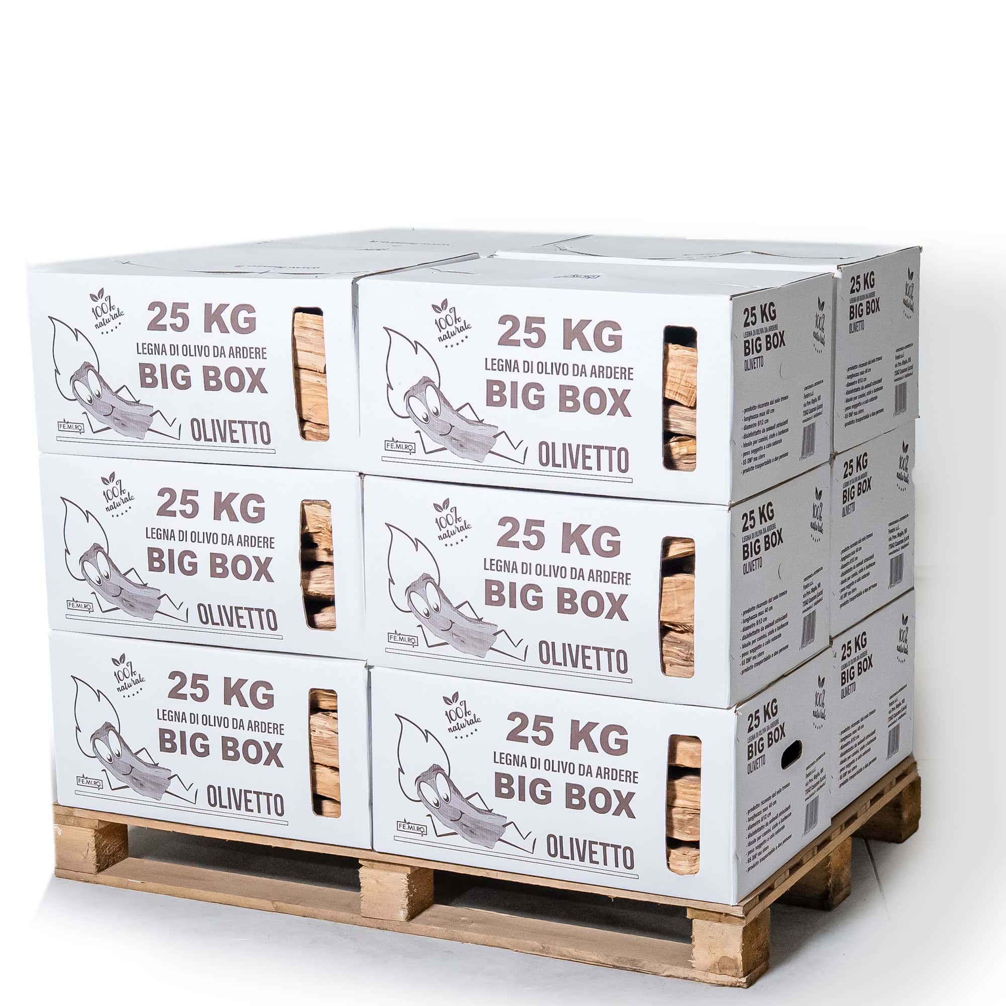 Legna da ardere di ulivo Big Box da 25 Kg (60 dm³)