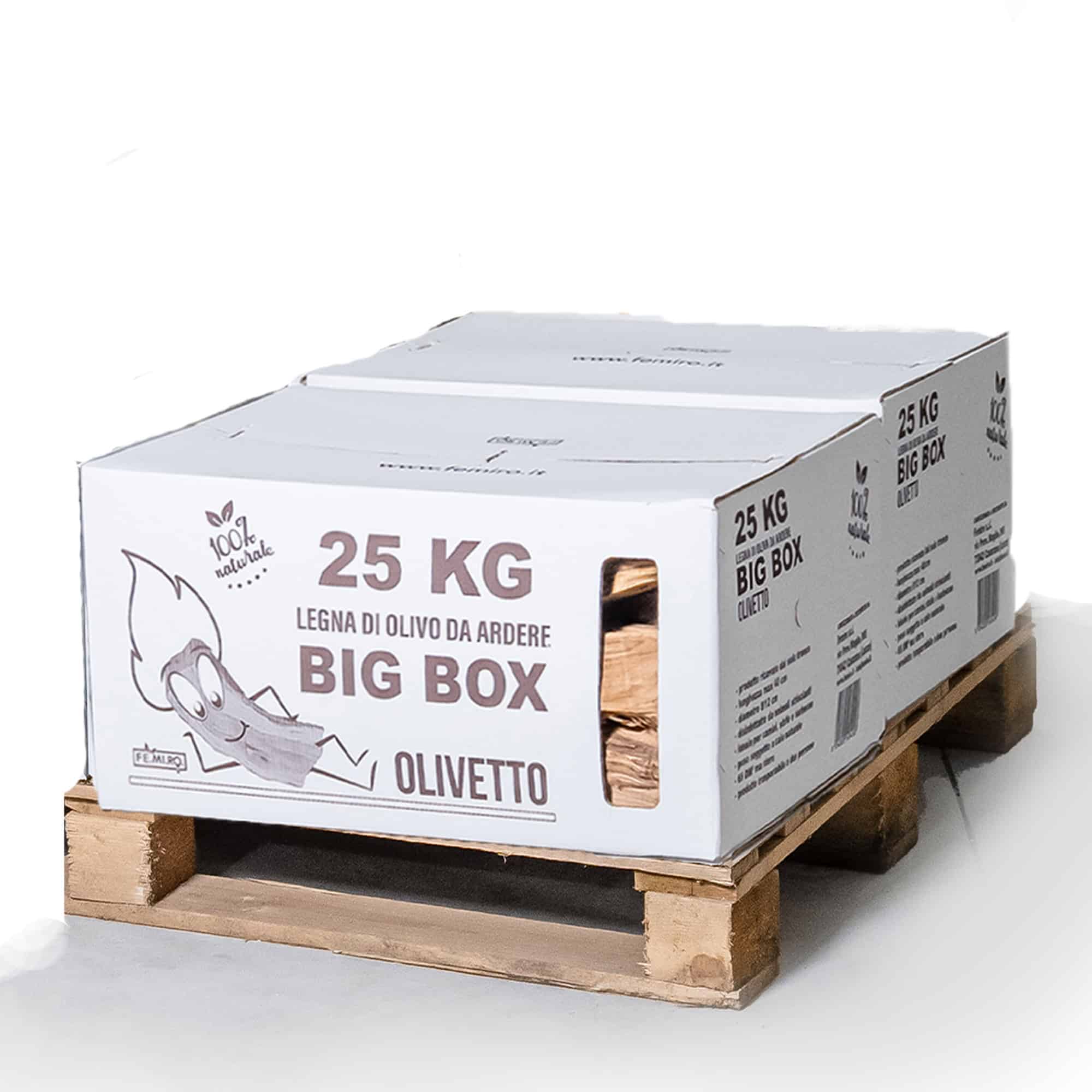 Legna da ardere di ulivo Big Box da 25 Kg (60 dm³)
