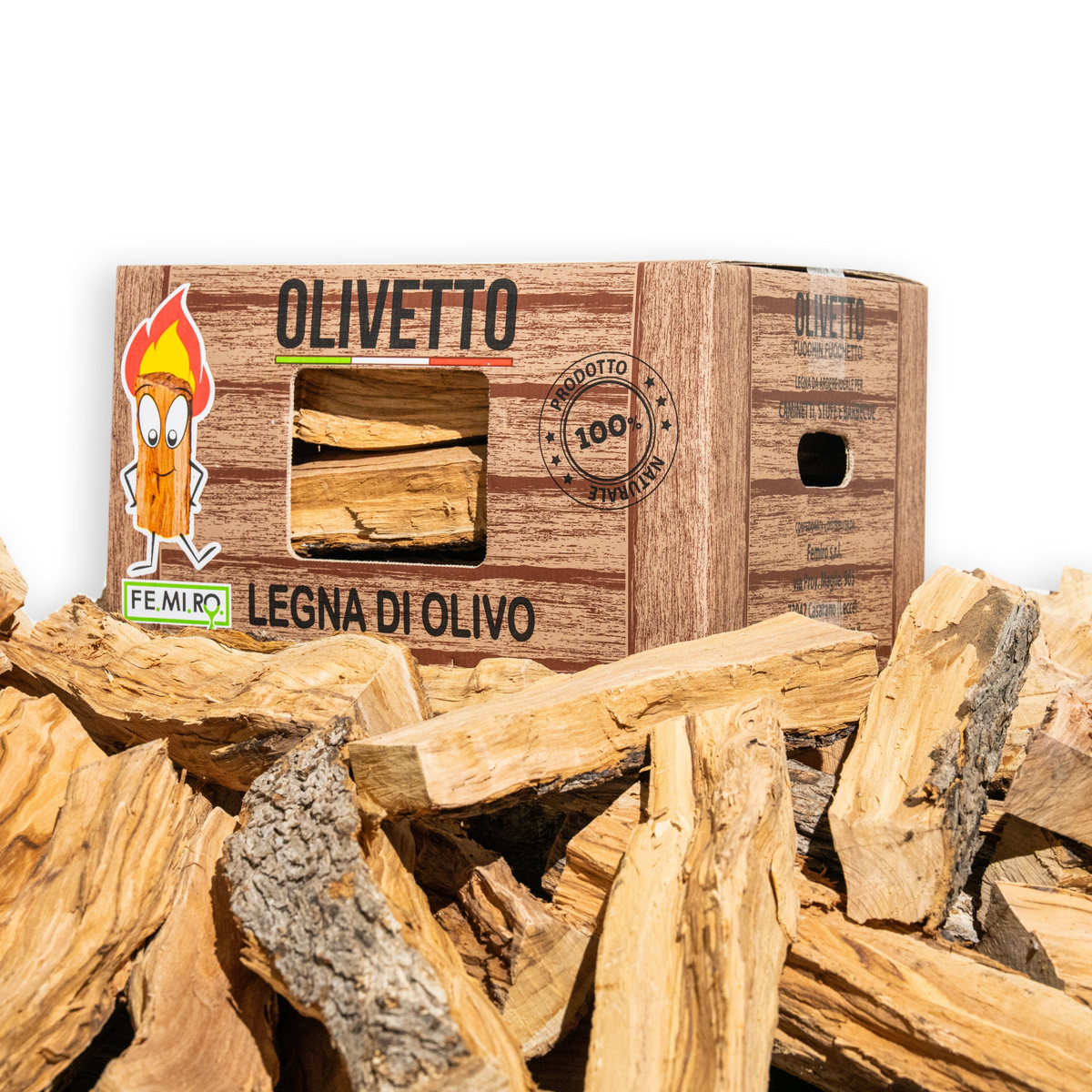 Legna di ulivo in scatola Olivetto da 10 Kg (25 dm³)