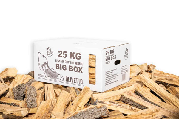 Big Box da 25 kg di legna da ardere di ulivo Olivetto Femiro