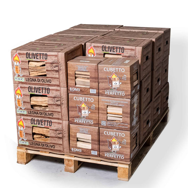 Kit legna di ulivo Olivetto e accendifuoco Cubetto