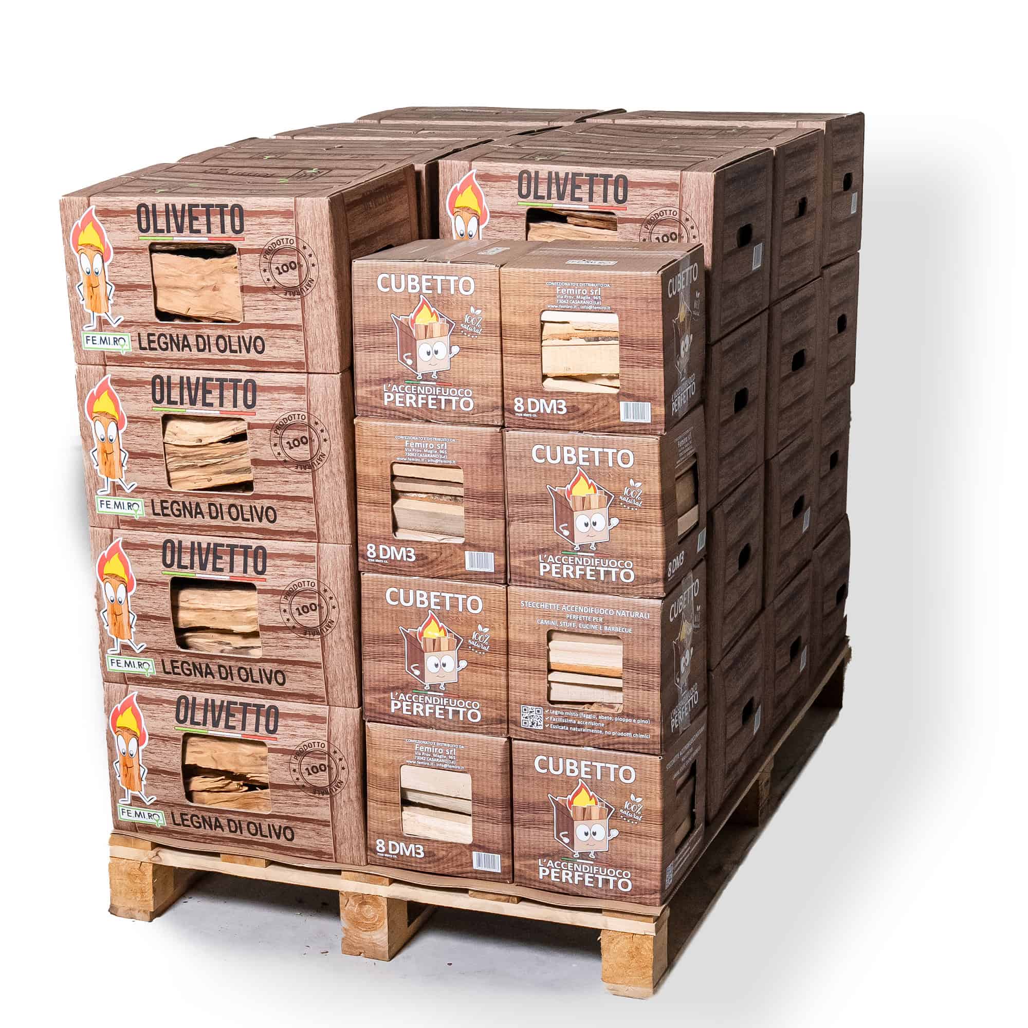 Kit legna di ulivo Olivetto e accendifuoco Cubetto